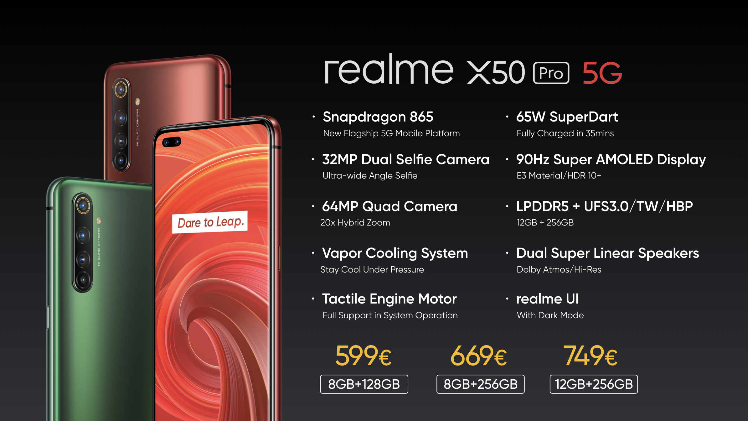 Die Preise des Realme X50 Pro 5G. (Bild: Realme)